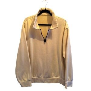 Cream Quarter Zip Fleece Pullover - Unisex XL